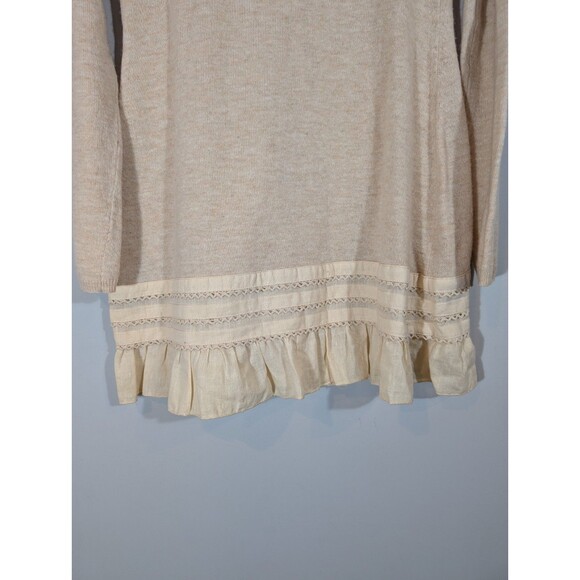 Moth Women Beige Wool Blend Ruffle Hem Sweater Sz S Romantic Academia Feminine - Picture 7 of 8